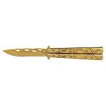 4.75" Drop Point Chinese Dragon Butterfly Balisong Folding Knife - Gold