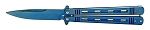 5.25" Stainless Steel Wave Flipper Balisong Butterfly Folding Pocket Knife - Blue