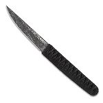 Burnley Obake - Fixed Blade with Acid Etch Pattern, Black Paracord Wrapped Handle, Sheath