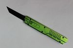 Mini Tanto Blade OTF Long Handle Green With Clip