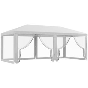 20' x 10' Outdoor Party Tent Gazebo Wedding Canopy with Removable Mesh Sidewalls, White