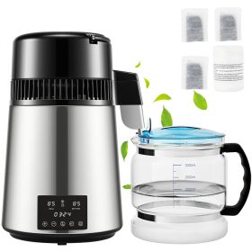 4L Water Distiller 1L/H Distilled Water Filter Timing Temp Display 750W