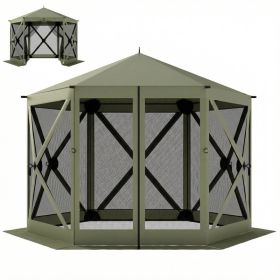 10 x 11 ft Pop Up Gazebo Screen Tent, Portable Instant Camping Canopy Screen House with Nettings, Carry Bag, Dark Green (Option: Dark Green-1440x175x185 mm)